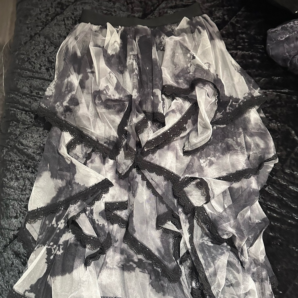Black and White Ruffled Skirt